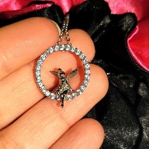 Disney Tinkerbell Silver Plated Pendant Necklace, 18" Chain